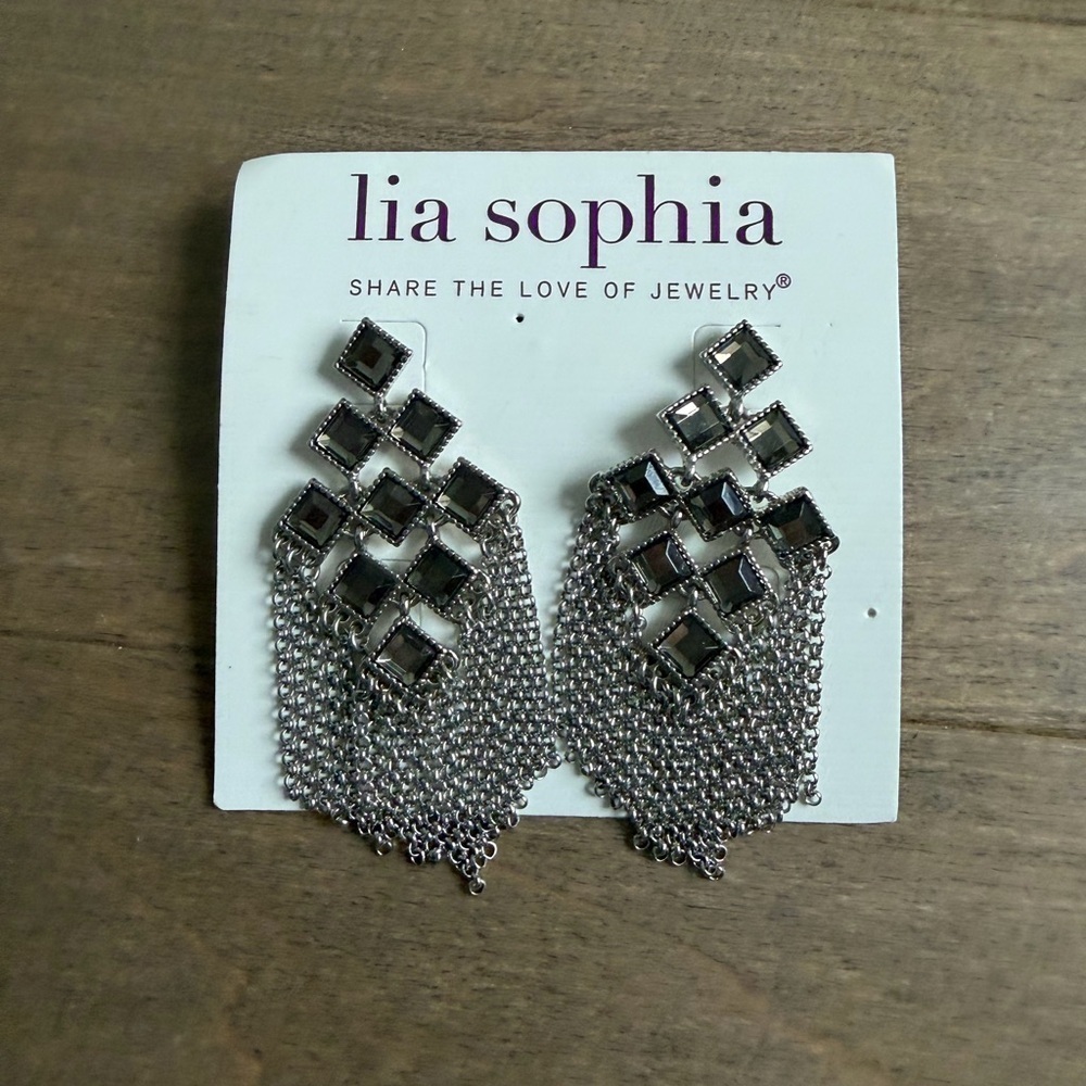 Lia Sophia Silver Geometric Dangle Earrings